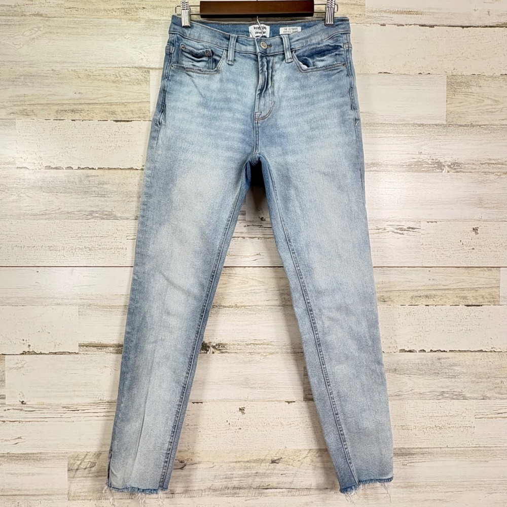 Kensie Jeans Vintage Luxe The Ultimate High Rise Skinny Blue Frayed Hem Size 6